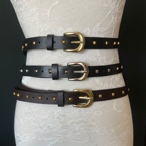 2cm Belt, Faux Leather Studded Belts - High Quality belts with studs for jeans, dresses & tops, black/silver, black/gold, brown/gold.Fashion