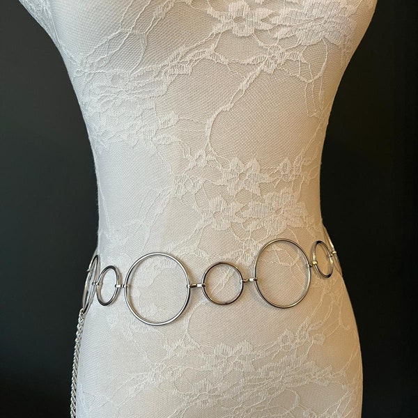 X-long Belt, Ring Belt, Fashion Belt, Silver Ring Belts, Silver or Gold, Waist sizes 18”-60”, Handmade, Swimwear, Dresses, Gift