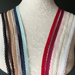 Picot-elastiek, 10 mm schulprand, kanten randafwerking, onderbroekelastiek, 12 kleuren, lingerie-elastiek, ondergoedelastiek