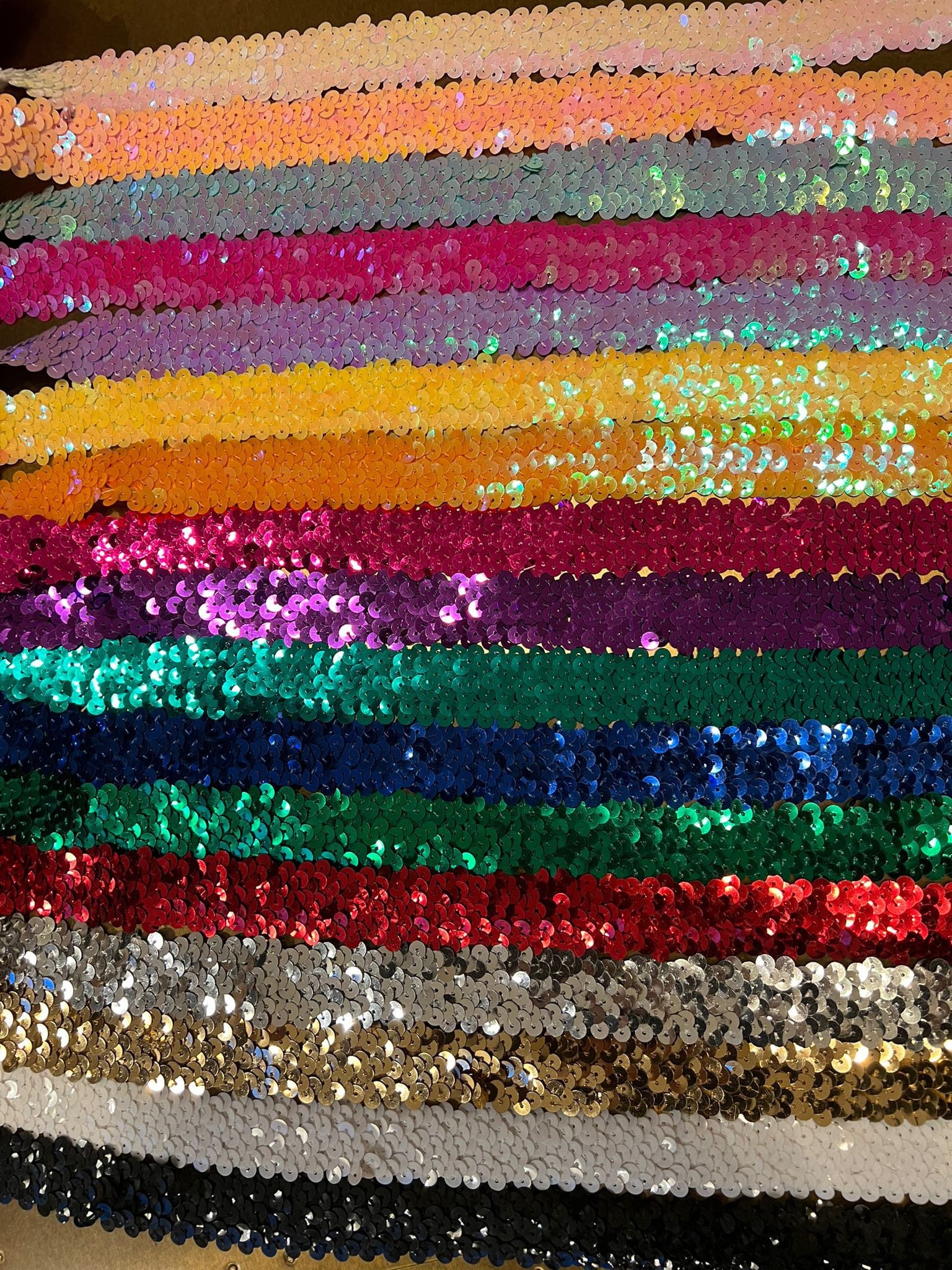 Sequin Ribbon Trim,decorative Embellished Ruban Trimming,tape Dress Border  Edging Glitzy Decoration,10mm Wide Single Line,neotrims,21 Colors 