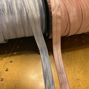 18mm Wide Elastic, Folding Elastic, Satin Binding, Headband, Craft, Pink, Baby Blue, Lingeire, Clothing