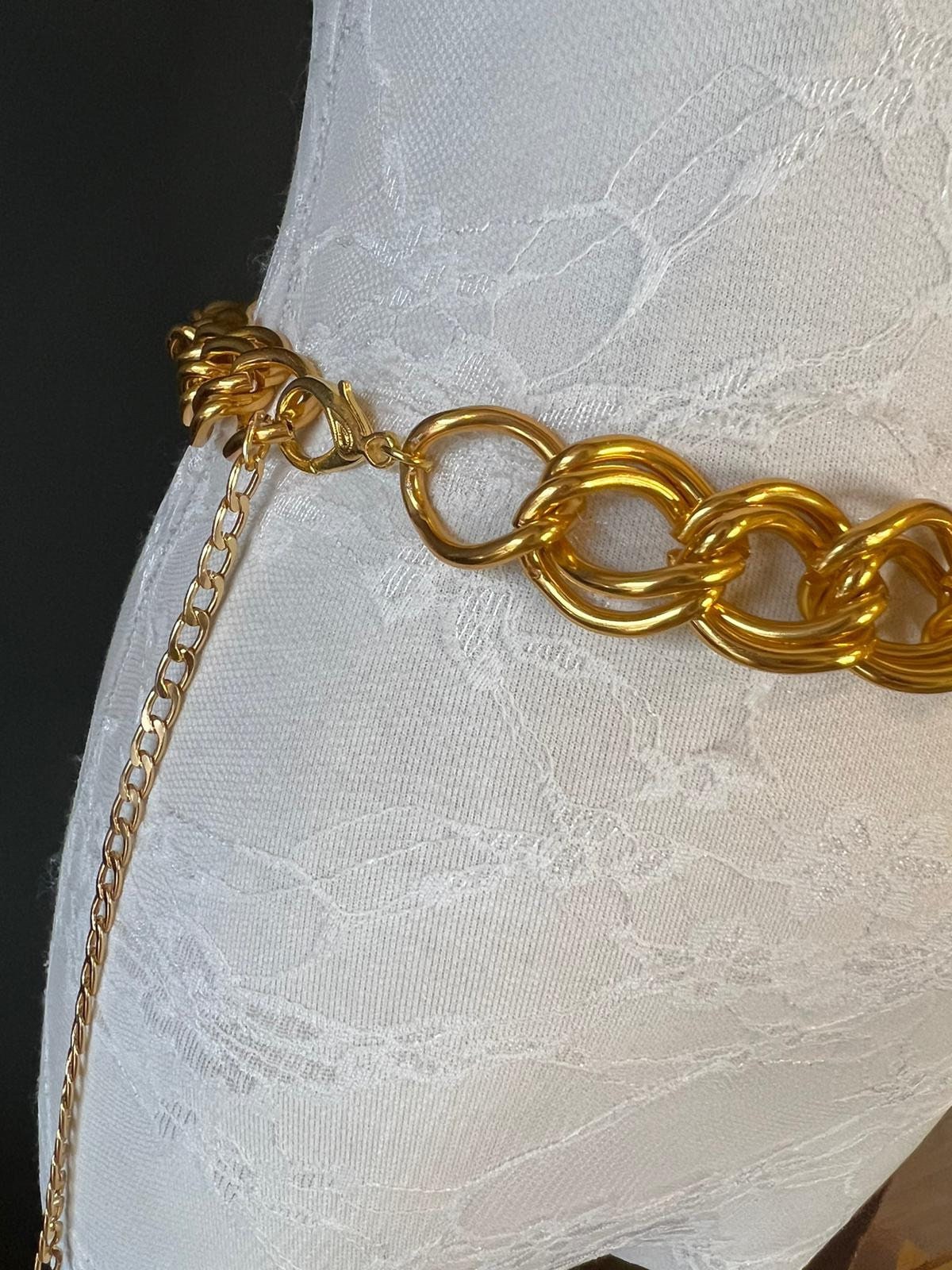 X-long Chunky Chain Belt, Heavy Chain Belt, Silver, Gold, Fashion