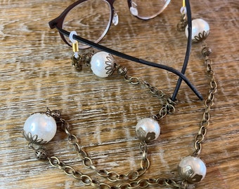 Handmade Beaded Pearl Glasses Chain, Unisex Spectacle Cord