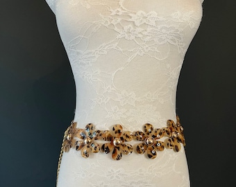 Gold Elephant Chain Belt 1980s Statement Waist Jewelry Trunk  display picture 1