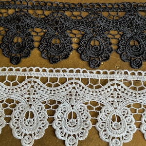 Pizzo a colonna largo 3,5", nero, pizzo avorio, pizzo morbido, largo 9 cm, pizzo di qualità, sposa, abiti, abbigliamento, pizzo artigianale, top, abiti