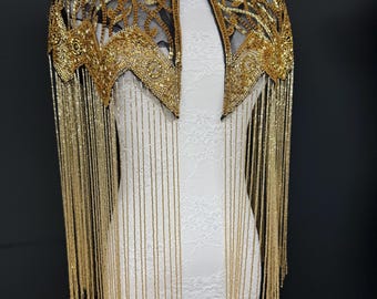 Beaded Fringe Cape Shawl – Handmade Gold or Silver  display picture 3