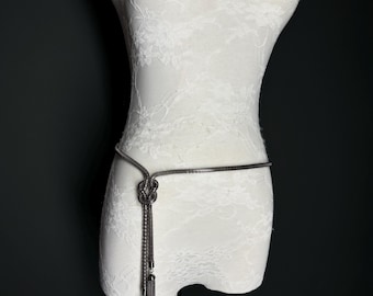 Tassel Chain Belt, Metal Chain Belt, Size 28”-46”, Fan Design, Fan Collection, Gunmetal Metal belt, Fashion Accessory