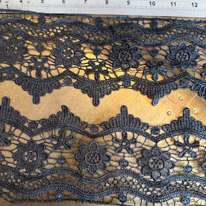Columna de encaje de 3,5" de ancho, negra, encaje, encaje suave, 9 cm de ancho, encaje de calidad, vestidos, ropa, encaje artesanal, blusas, vestidos