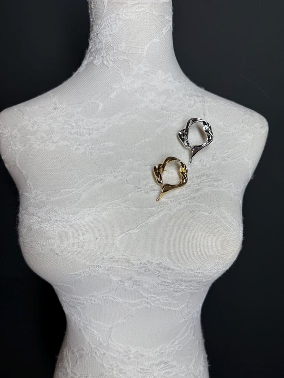 Metal Hammered Brooch, Solid Metal Brooch, Pin on, Jewellery, Accessory, 2” Wide, Unusual, Gift, FAN Design, Brooches, Gold, Silver, Elegant