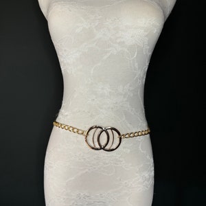 X-long Belt, High Quality Ring Belt, Gold Metal Ring & Chain Belt, Chain Belt, Fashion Belt, Plus Sizes 18”-60”, FAN Design Exclusive