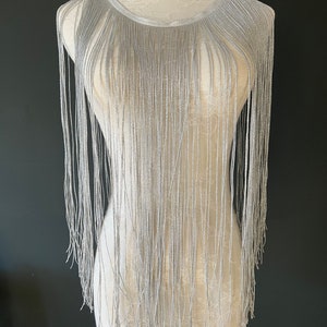 50cm lang, 20 ”langer Lurexfransen, Silberfransen, Goldfransen, silberner Lurex, goldener Lurex, Tops, Kleider, Tanz, Kostüme, FAN Design