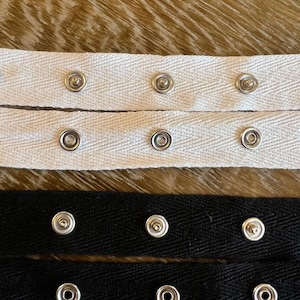 Snap Tape, Metal popper tape, Black, White, 2cm Wide Cotton Tape, Snap Buttons, Snap Button Popper Tape, Clothing, Crafts