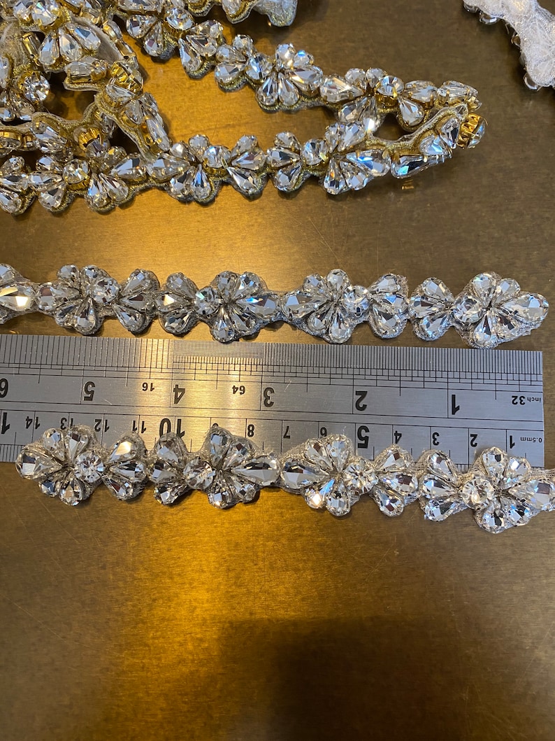 Cluster Ruller Loose Rhinestone Diamante Chain Trim Wedding Dress Belt Bridal Bead ...