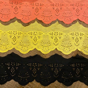 Broderie anglaise, 6,5 cm de large, dentelle de qualité, bordure, 3 couleurs, design élégant, éventail, bordures en dentelle, ameublement, vêtements