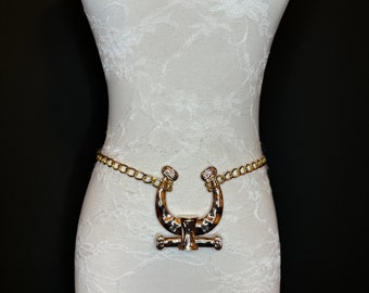 Gold Tone Multi Size Ring Chain Belt Adjustable Hook Clasp 48.5 Inch Length Chunky Gold Chain Belt With Chain Tassel, Lightweight Gold  main image 4