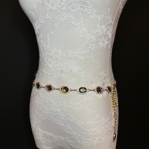Vintage natural multi stone cabochon belt gold chain Multi-Color Metal Vintage Belts for sale | eBay main image 4