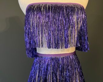 Purple Tinsel Fringe, 8” Wide, Dance Costume Trimming