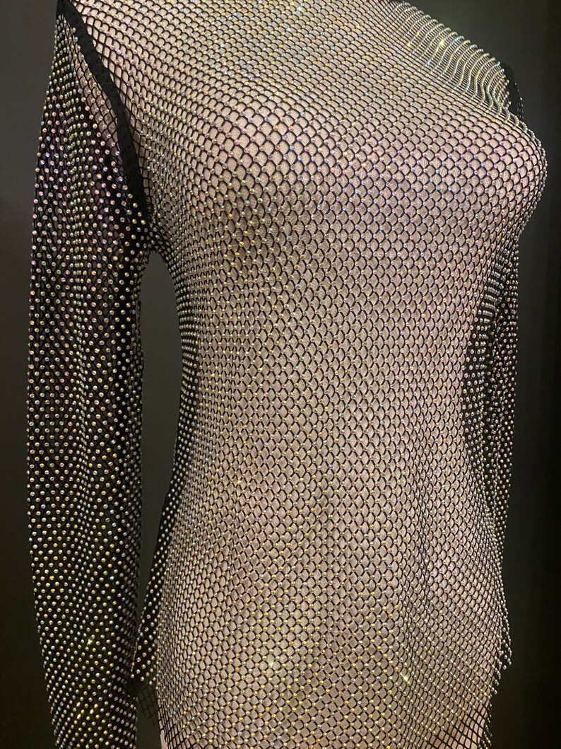 Fishnet Diamanté Top, Rhinestone Top, See Through Top, Fan Fashion ...