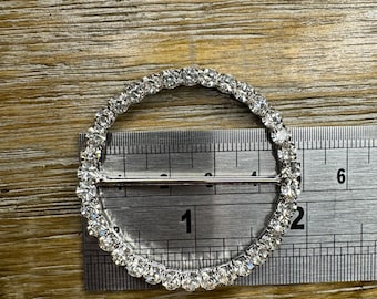 Vintage Rhinestone Scarf Ring: Silver Tone Belt Buckle  display picture 1