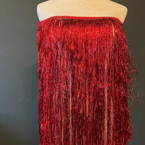 Frange longue de 19 pouces, frange de guirlandes, frange de gland, coupe de costumes de danse, vêtements, artisanat, haute qualité, rouge, jupe à franges