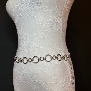 X-long Belt, Ring Belt Silver Metal Rings Belt, Silver, Chain Belt, Fashion Belt, 1” Rings Belt, Teen Sizes, 18”-60” sizes, FAN Design