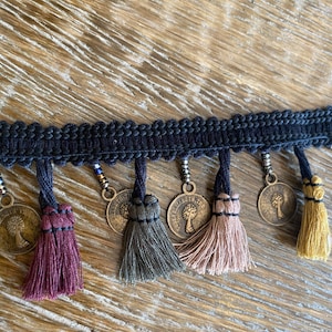 Kwastje, franje, franje, kwastje Muntversiering, franje, muntfranje, vintage design, 2" breed, inrichting, kleding