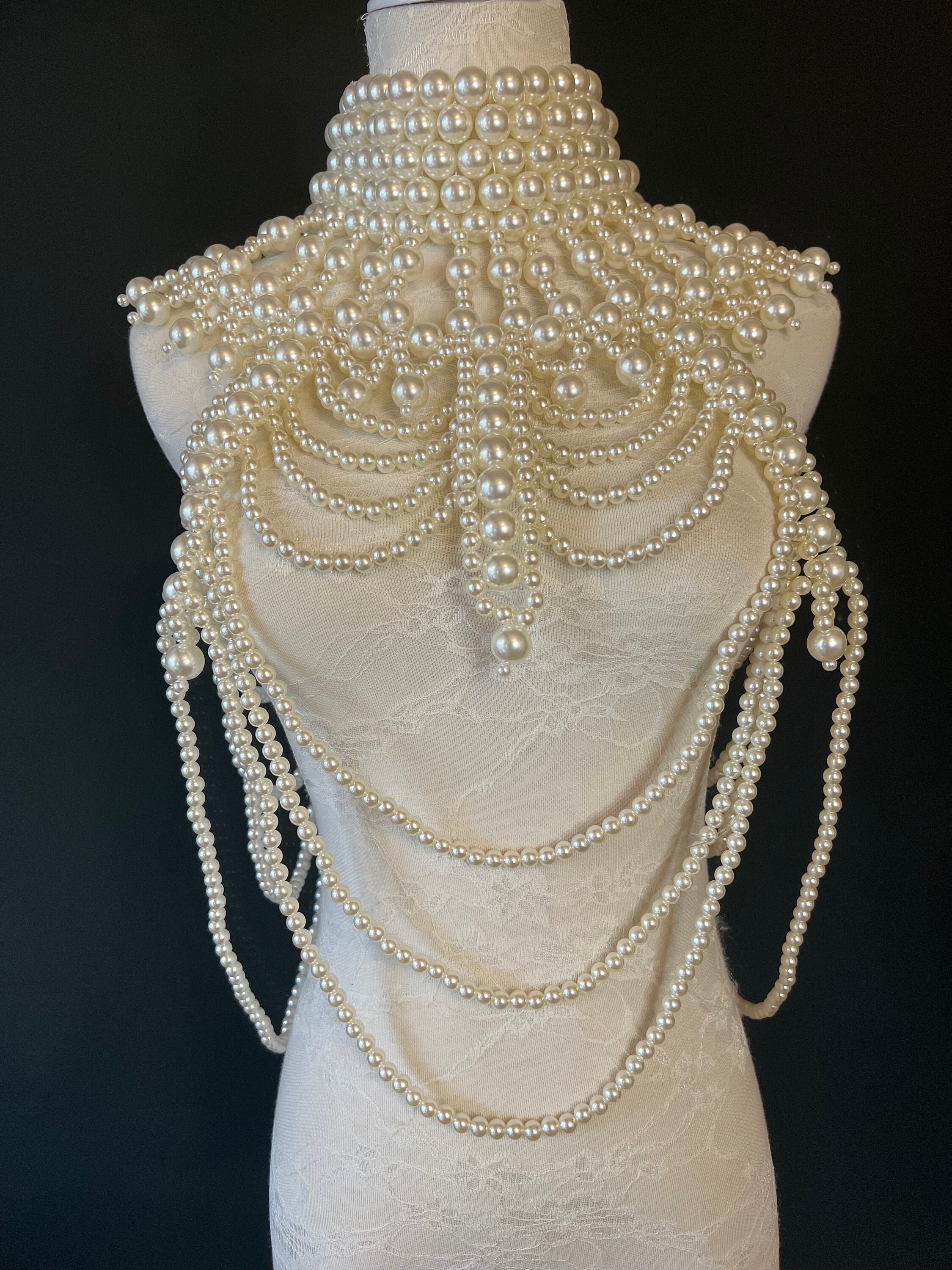 Gold Chain Dress, Gold Body Chains, Body Jewelry, Pearl Body Chain