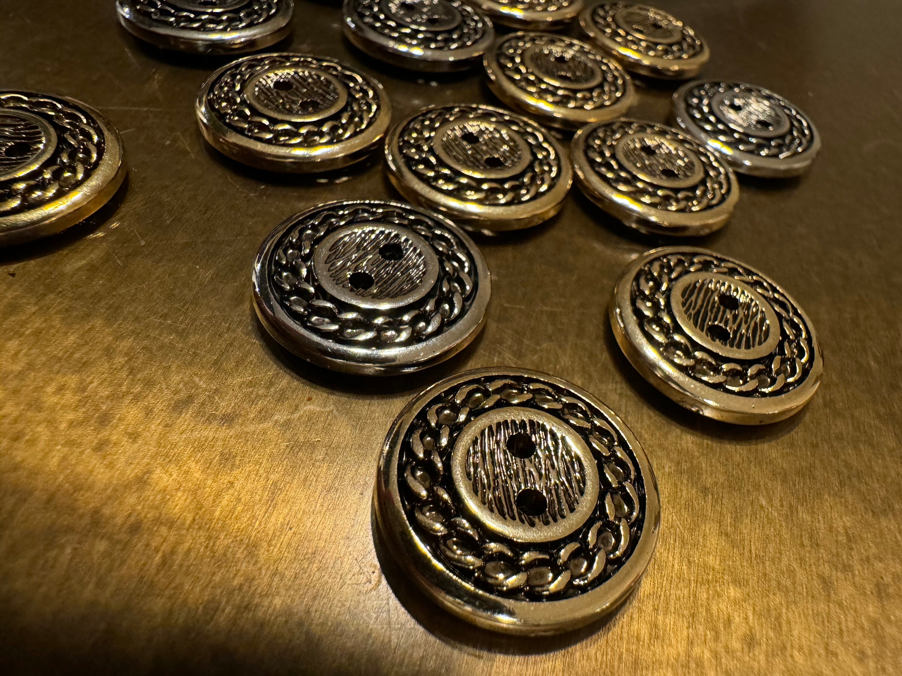 2cm Buttons, 34L Size, Gold, Silver, Chain Detail Buttons, Clothing ...