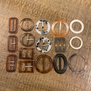 Buckles, Horn Buckles, Mock Tortoiseshell  Buckle, Round, Rectangle, Prong, Replacment Buckle, Dresses, Belts