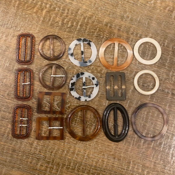 Buckles, Horn Buckles, Mock Tortoiseshell  Buckle, Round, Rectangle, Prong, Replacment Buckle, Dresses, Belts