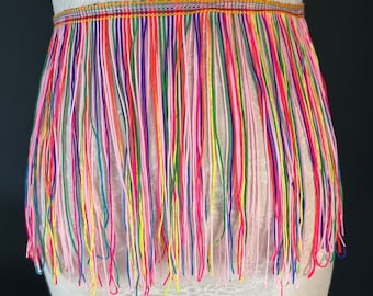 8" Fringe Multicolour, Rainbow Fringe, Dance, Costumes, Fashion, Party, Dress Fringe, 20cm, 8 inch