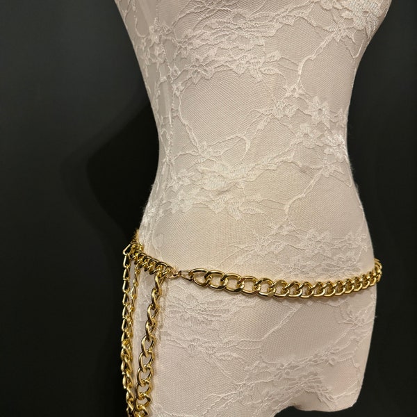X-Long Gold Metal Chain Belt, High Quality, Swimwear, Dresses, Limited Edition, FAN Design, Belt, Dress Belt, Gift, Custom Sizes, Fashion