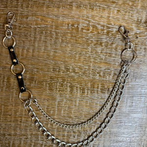 Cadenas para jeans en capas, moda urbana, hip hop, selección de 6 tallas, plata, 2 capas, festival, bolsos, regalo, punk, rock, moda