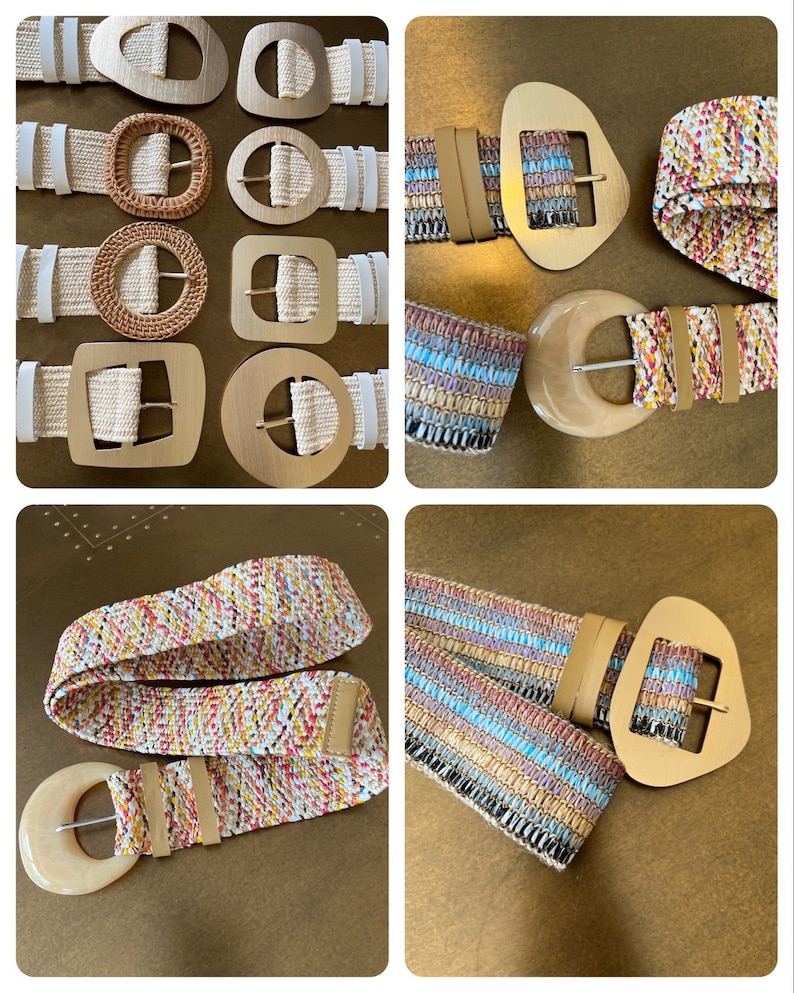 Multicolor Raffia Boho Belt, Elasticated Vintage Style - Etsy