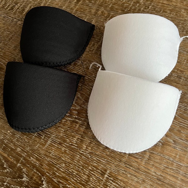 1pair of Covered Foam Shoulder Pads, Black, Cream, Medium 14cm x 9cm, 12mm Thickness, Comfortable Quality Shoulder pads