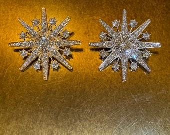 Rhinestone Brooch, 1.5”, 1 3/4” Size, Star Brooch, Diamanté Brooch, Silver, Gold, Jewel Brooch, Gift, Quality Brooch, Snowflake Brooch, Xmas