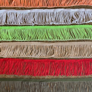 Franje, 2" brede franje, kwaliteitsfranje, 8 kleuren, ivoor, oranje, wit, groen, steen, rood, kaki, roze