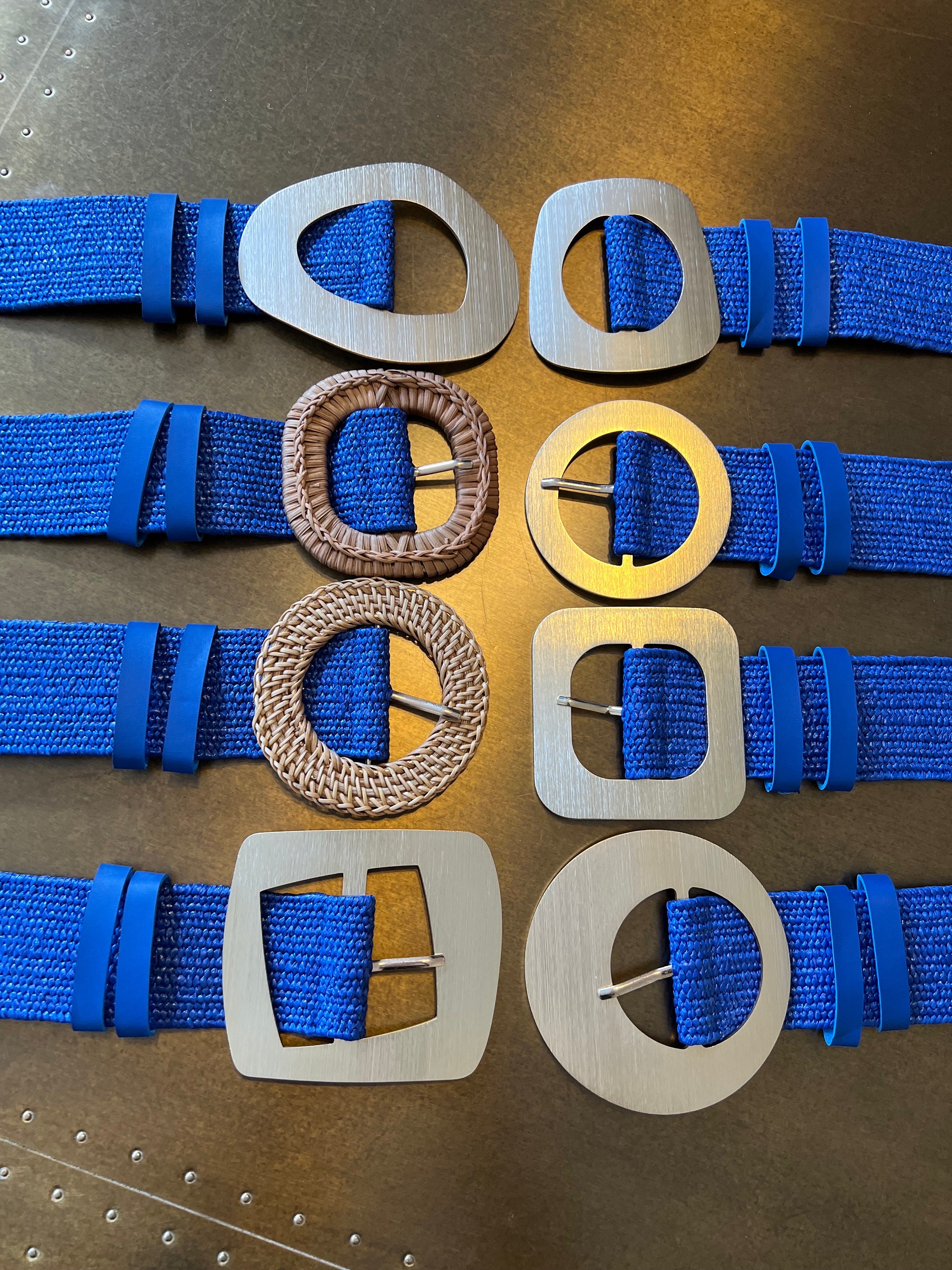Grande Boucle De Ceinture Chromée Vintage Années 70 – Motif Géométrique