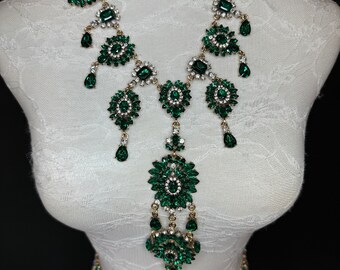 Green Rhinestone Body Chain, Elegant Body Jewellery, FAN  display picture 2