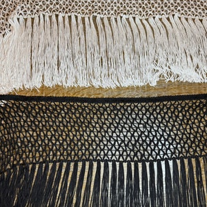 Franja larga de 11”, franja elegante, preto, marfim, corte de franja de qualidade, franja de qualidade rayon, feita no Reino Unido de altíssima qualidade, mobiliário, decoração