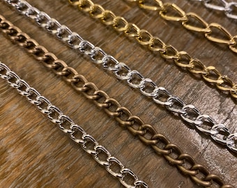Lightweight Aluminum Metal Chain, Gold, Silver, Antique Brass, Per Metre