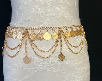 Vintage Gothic Belly Dancer Coin Chains Belt - Etsy display picture 1