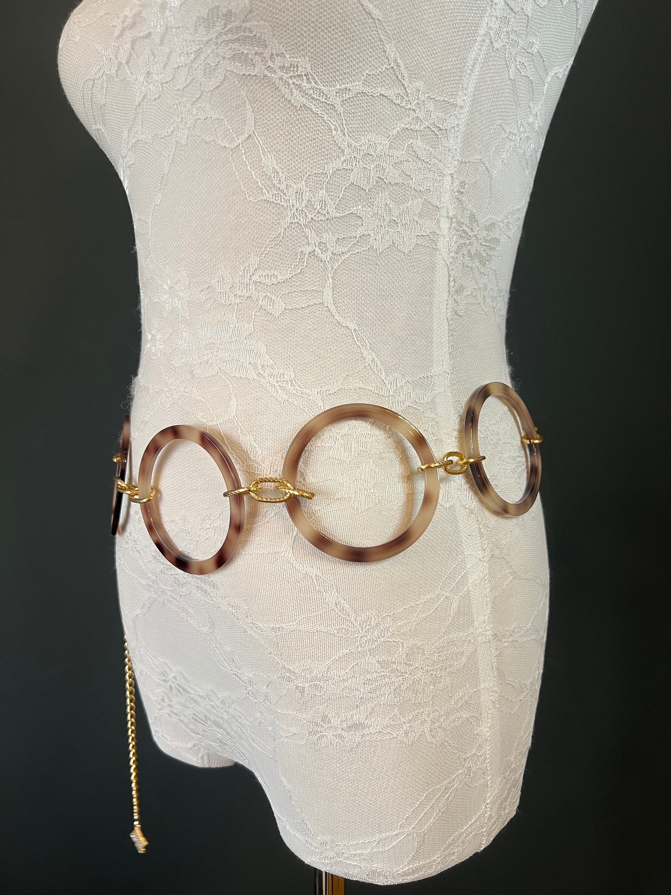 X-long Ring Belt, Horn Rings Chain Belt, 7cm Rings, Fashion
