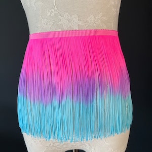 Frange con frange 20 cm Ombre in tre tonalità, colori diversi, 8" di larghezza, festival, abbigliamento, frange di abiti, gonna con frange, rosa blu viola