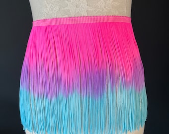 Fringe Fringing Trim 20cm Ombre Three Toned, Different Colours, 8” Wide, Festival, Clothing, Dress Fringe, Fringe Skirt, Pink Blue Purple