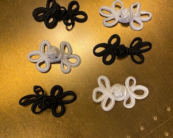 Traditional Chinese Frogs fasteners closure buttons, Black, Ivory, White, 3”x 1.5”