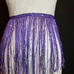 Fringe, Fringe With Sequins, Sequinned,  Sequin Fringe, Dance, Costumes, Fashion, Party, Dress Fringe, 20cm, 8 inch, 12 Colours, Purple