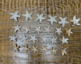 Botones Starfish Jewel & Diamanté Rhinestone Shank Buttons, Acabado plateado, Botones de costura de tamaño 20mm-30mm, Trajes de baño, Botones premium hechos a mano