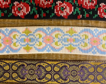 Patterned Woven Tape, Floral & Geometric Trim, 5.5-6cm Wide