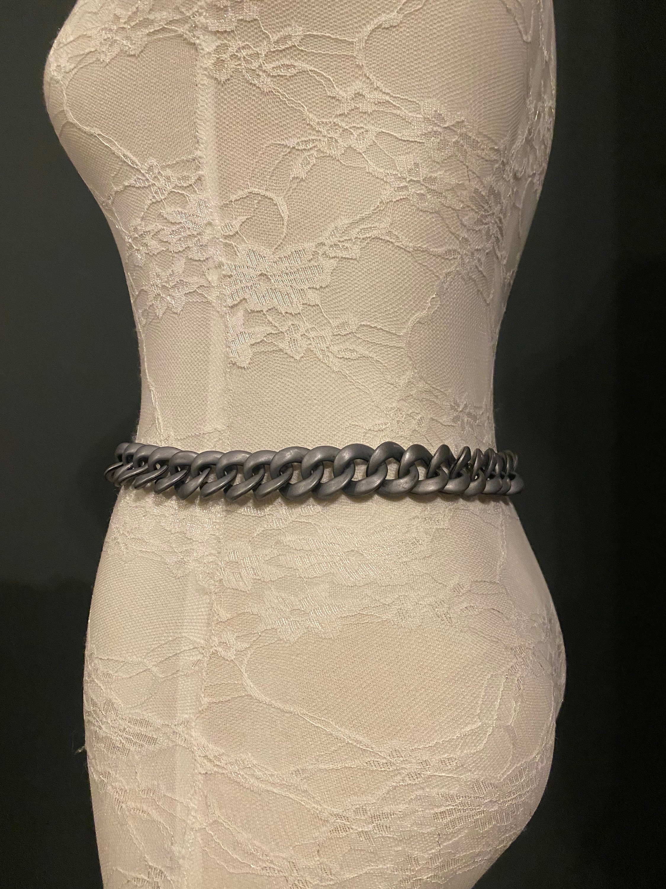Handmade Grey Chain Link Belt, Adjustable Fashion Accessory 